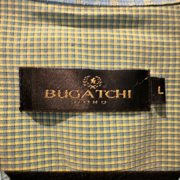 Bugatchi Uomo Flip Cuff Dress Shirt Plaid Long Sleeve Button Up Size L - Picture 4 of 11